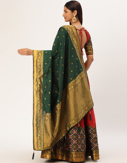 Red Tafeta Silk Lehenga Choli Salwar Kameez