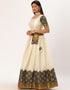 Off White Tafeta Silk Lehenga Choli Back View