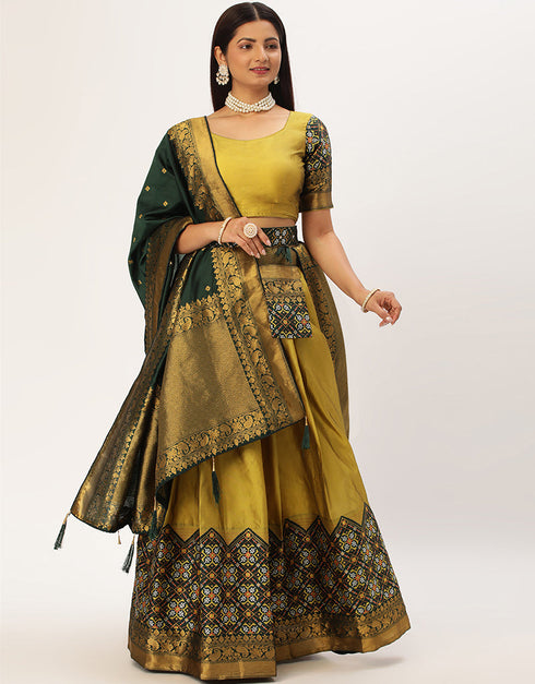 Multi Tafeta Silk Lehenga Choli Closure View