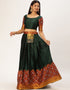 Green Tafeta Silk Lehenga Choli Back View