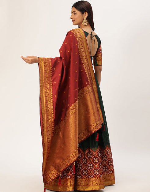 Green Tafeta Silk Lehenga Choli Salwar Kameez