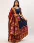 Navy Blue Tafeta Silk Lehenga Choli Closure View