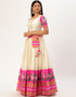 Off White Tafeta Silk Lehenga Choli Back View