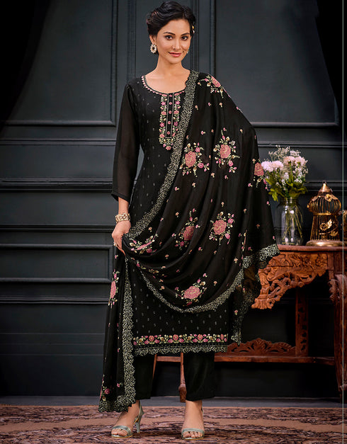 Black Georgette Pant Straight