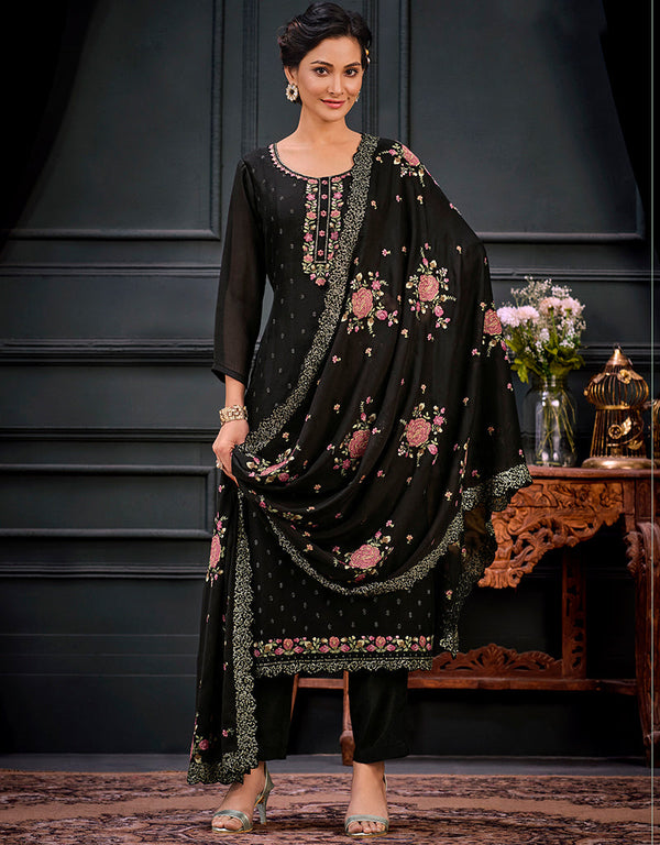 Black Georgette Pant Straight