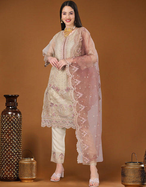 Vanilla Heavy Organza Pant Straight