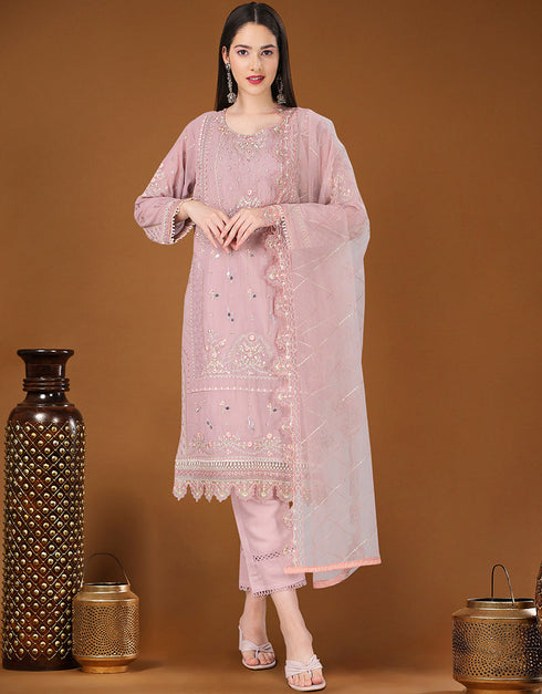 Cavern Pink Heavy Organza Pant Straight