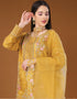 Indian Yellow Heavy Organza Pant Straight Closure View