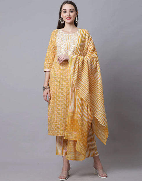 Mustard Cotton Pant Straight