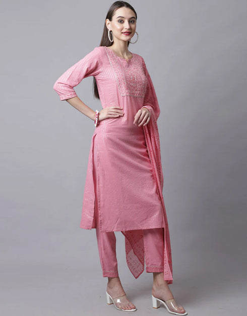 Pink Cotton Pant Straight Back View