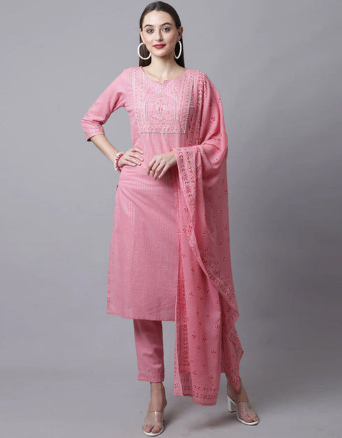 Pink Cotton Pant Straight