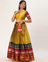 Yellow Tafeta Silk Lehenga Choli Back View
