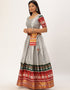 Grey Tafeta Silk Lehenga Choli Back View