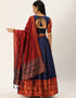 Navy Blue Tafeta Silk Lehenga Choli Back View