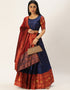 Navy Blue Tafeta Silk Lehenga Choli