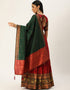 Green Tafeta Silk Lehenga Choli Back View