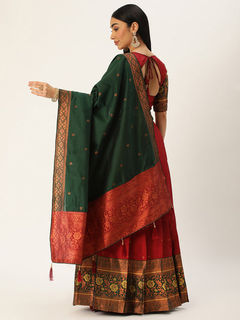 Maroon Tafeta Silk Lehenga Choli Salwar Kameez