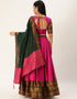 Pink Tafeta Silk Lehenga Choli Closure View