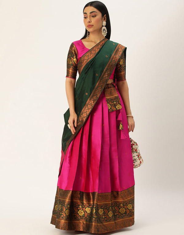Pink Tafeta Silk Lehenga Choli