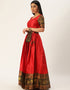 Tamota Red Tafeta Silk Lehenga Choli Back View