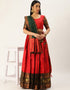 Tamota Red Tafeta Silk Lehenga Choli