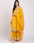 Yellow Cotton Sharara Straight Closure View