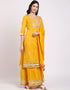 Yellow Cotton Sharara Straight Back View