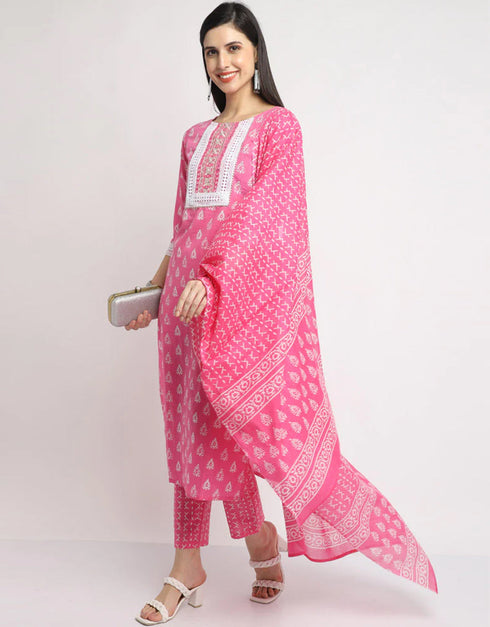 Pink Cotton Pant Straight Back View