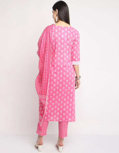 Pink Cotton Pant Straight Back View