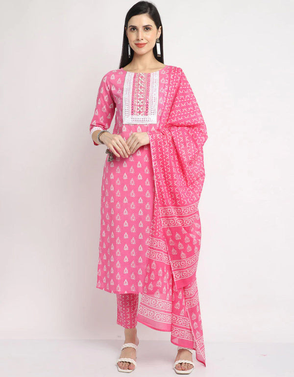 Pink Cotton Pant Straight