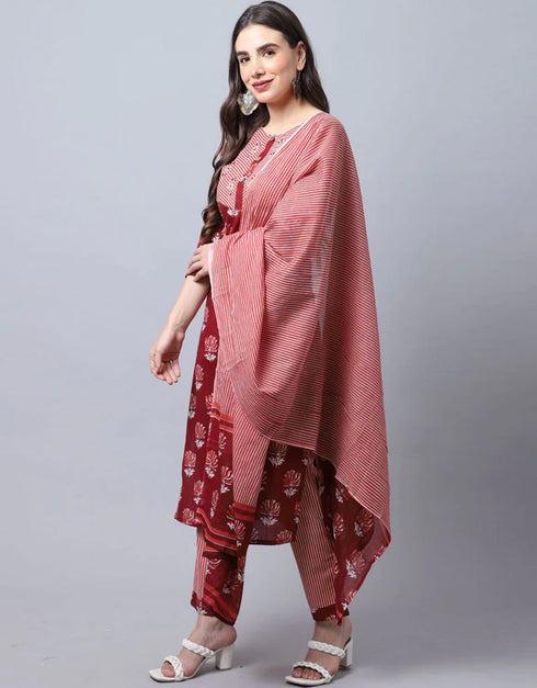 Brown Cotton Pant Straight Back View