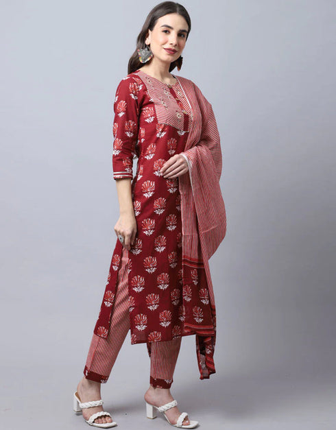 Brown Cotton Pant Straight Salwar Kameez