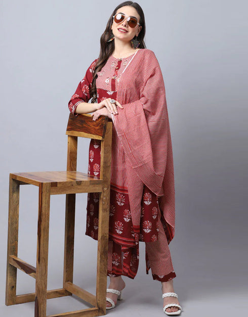 Brown Cotton Pant Straight