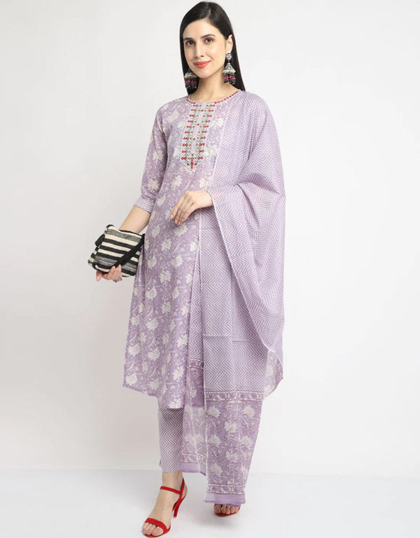 Purple Cotton Pant Straight