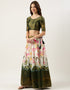 Green Dola Silk Lehenga Choli Back View