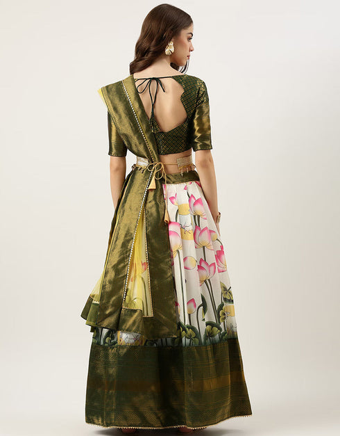 Green Dola Silk Lehenga Choli Salwar Kameez