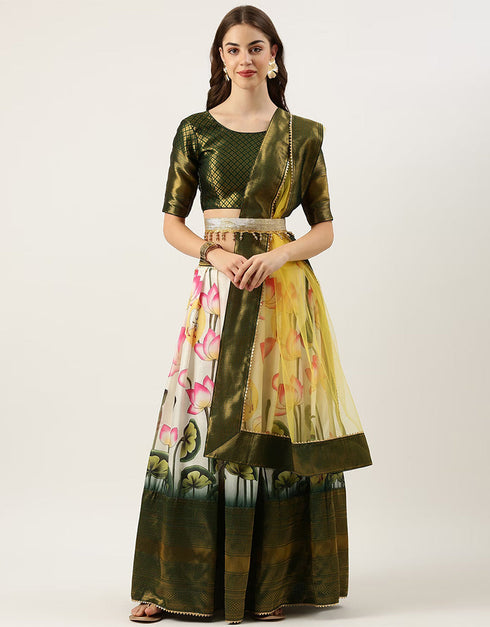 Green Dola Silk Lehenga Choli