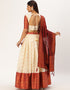 Cream Lichi Silk Lehenga Choli Salwar Kameez