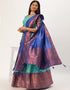 Rama Blue Lichi Silk Lehenga Choli Closure View
