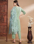 Traditional Function Wear Readymade Silk Blend Salwar Suit Green Silk Blend Pant Straight Back View