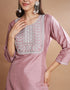 Traditional Function Wear Readymade Cotton Silk Blend Salwar Suit Baby Pink Cotton Silk Blend Pant Straight Side View