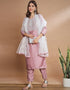 Traditional Function Wear Readymade Cotton Silk Blend Salwar Suit Baby Pink Cotton Silk Blend Pant Straight Front View