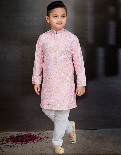 Light Pink Kurta Pajama Cotton Front View