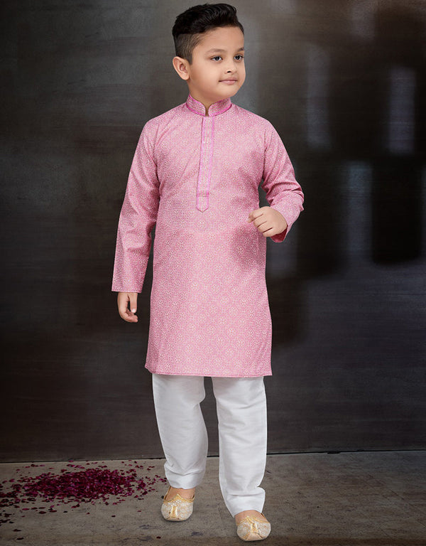 Pink Kurta Pajama Cotton Front View