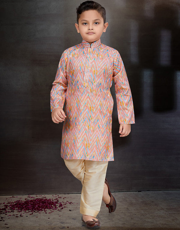 Multi Kurta Pajama Cotton Front View
