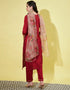 Traditional Function Wear Readymade Silk Blend Salwar Suit Maroon Silk Blend Pant Straight Back View