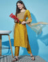 Traditional Function Wear Readymade Silk Blend Salwar Suit Mustard Silk Blend Pant Straight Front View