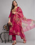Traditional Function Wear Readymade Silk Blend Salwar Suit Pink Silk Blend Pant Straight Front View