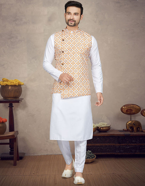 White Kurta Cotton Trouser Front View