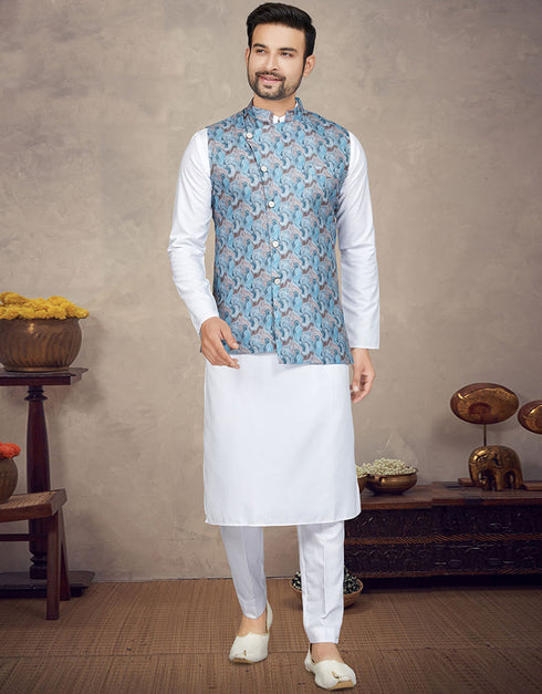 White Kurta Cotton Trouser Front View